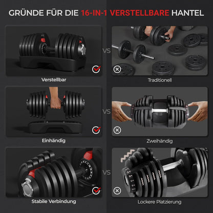 Verstellbare Hantel: 12/16‑in‑1 Schnellverstellung fürs Home‑Gym