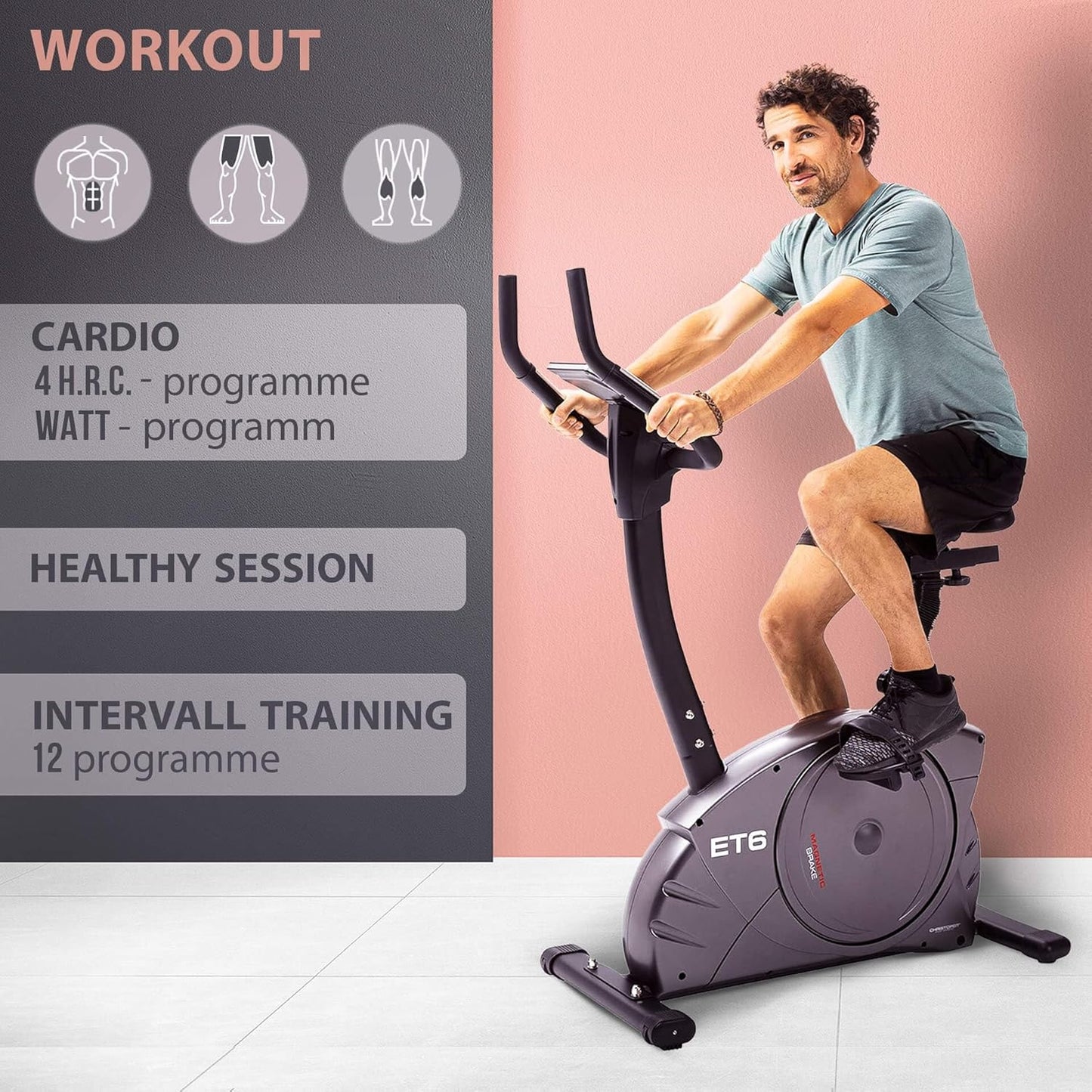 ET 6: Ergometer mit 24 Stufen, 12 kg Bremssystem, 150 kg Traglast