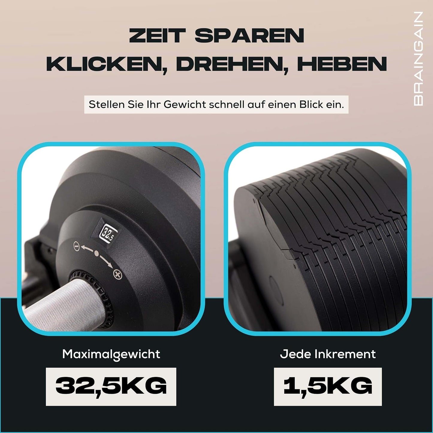 Verstellbare Hanteln: Chrom/Schwarz, Krafttraining für Zuhause