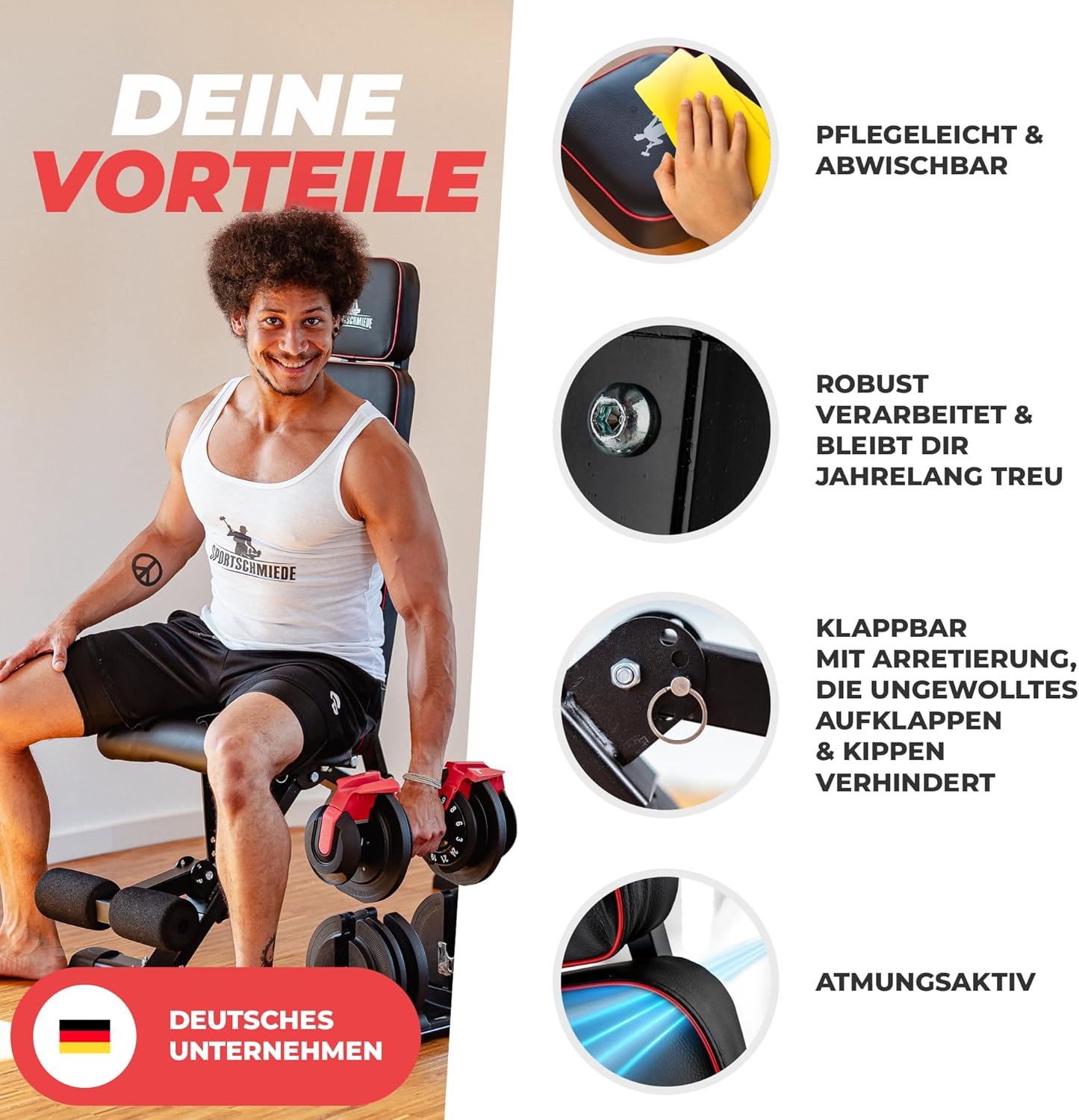 E: Verstellbare, klappbare Schrägbank fürs Heimtraining