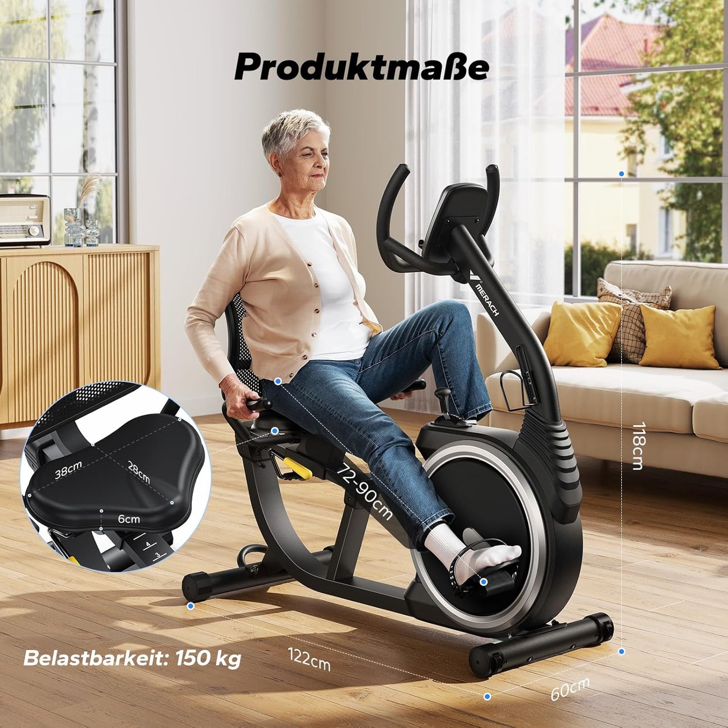 Recumbent Exercise Bike for Home Cardio Workout with Bluetooth