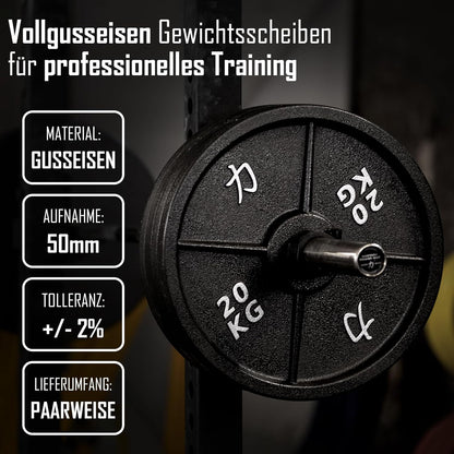 Gusseisen Hantelscheiben: Robuste 50mm Gewichtsscheiben für Langhantel