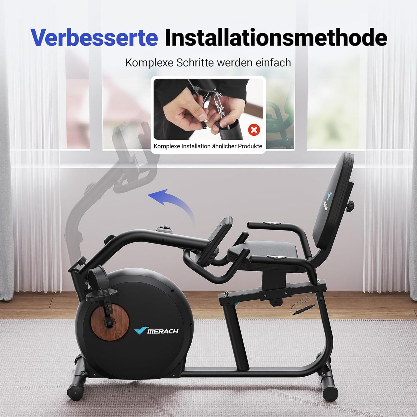Liegeergometer: Heimtrainer mit Bluetooth und verstellbarer Rückenlehne