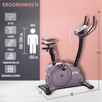 ET 6: Ergometer mit 24 Stufen, 12 kg Bremssystem, 150 kg Traglast