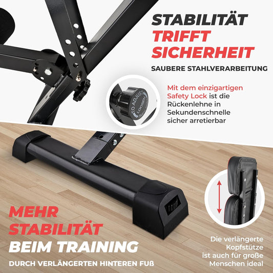 E: Verstellbare, klappbare Schrägbank fürs Heimtraining