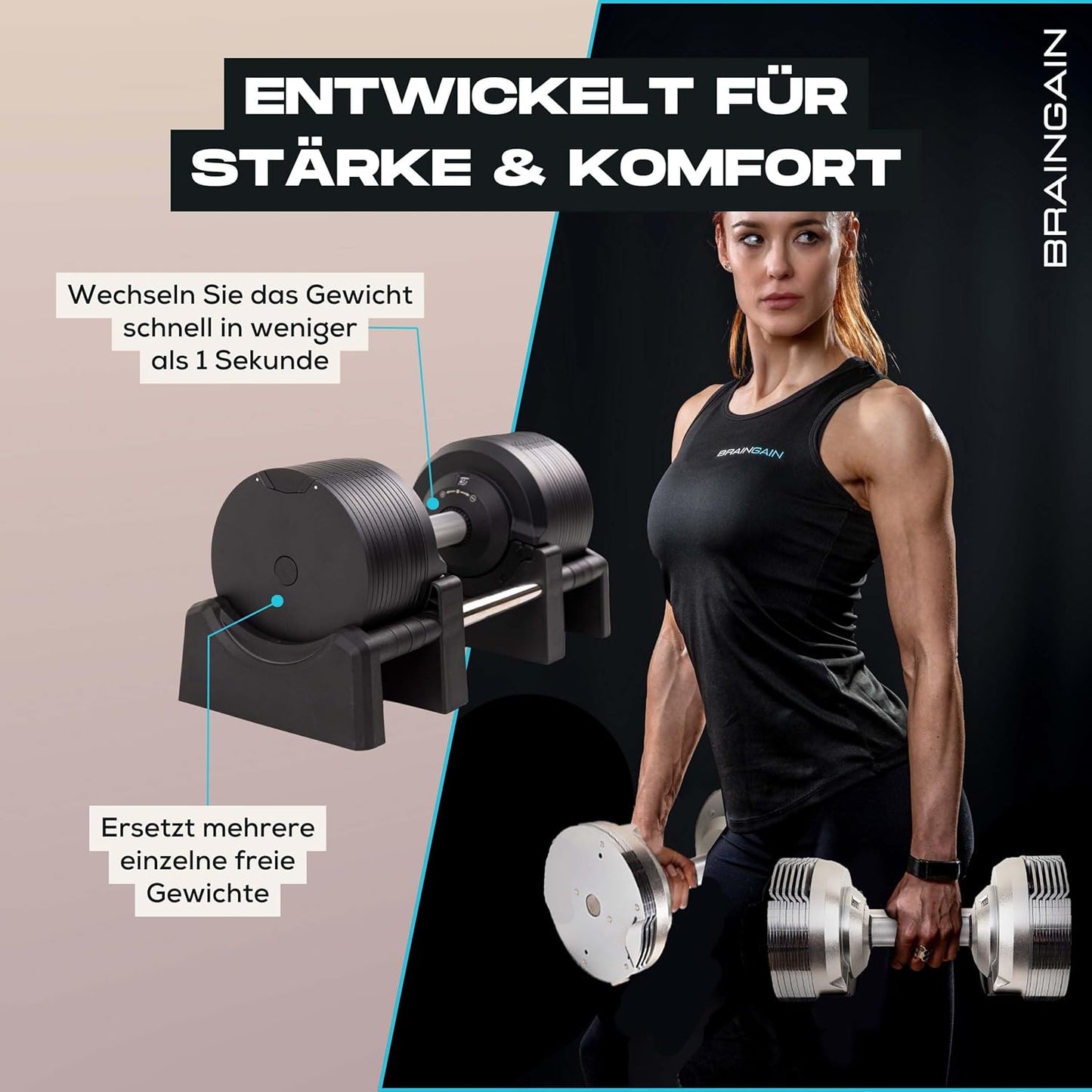 Verstellbare Hanteln: Chrom/Schwarz, Krafttraining für Zuhause