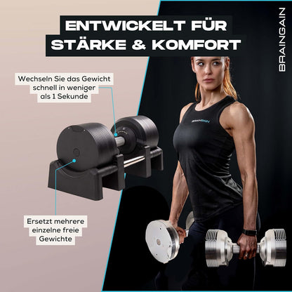 Verstellbare Hanteln: Chrom/Schwarz, Krafttraining für Zuhause
