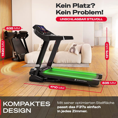 F37s: Klappbares Laufband, 7 PS, 20 km/h, Steigung & App